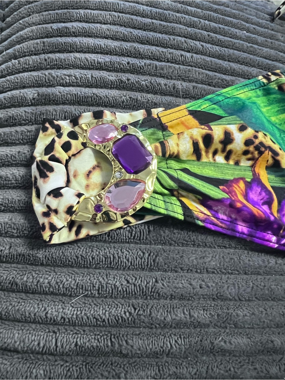 Victoria Secret- Tropical Floral & Leopard Print Bikini - Purple/Green - Picture 2 of 5